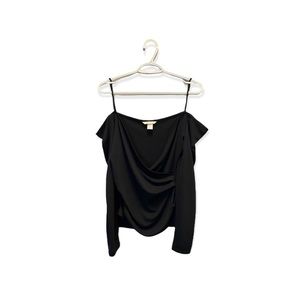 H & M Formal Black Cold Shoulder Rushed Top - Size M